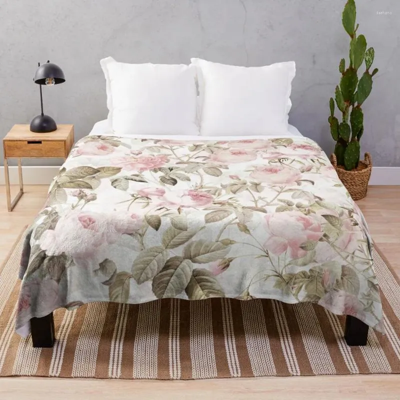 Couvertures sépia vieilles Roses Vintage sur motif rose, couverture pour canapé-lit