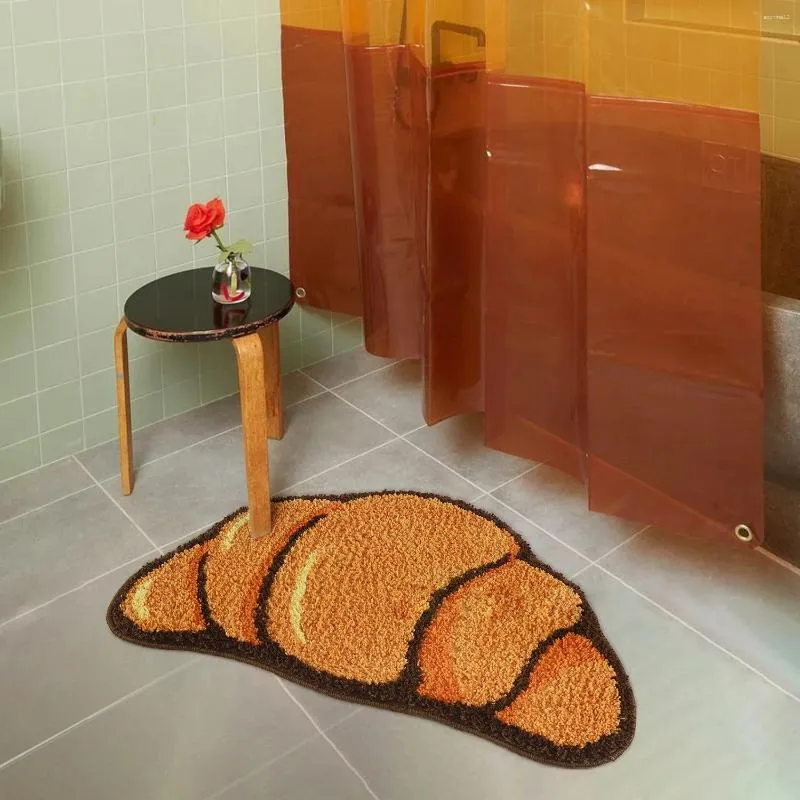Teppiche JBTP Tufting Croissant Badematte Weicher Teppich Flauschiges Brot Badezimmermatte Schlafzimmer Teppich Boden Sicherheitspolster Ästhetisches Zuhause Zimmer Warmes Dekor