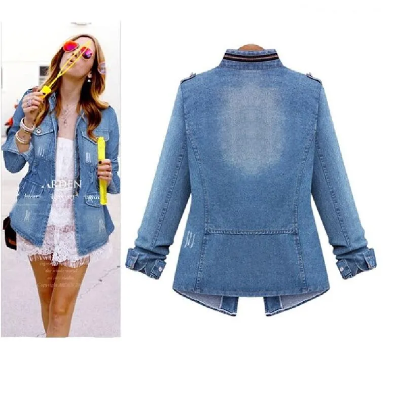 Autumn Women Fashion Oversized Women Denim Jacket Slim Veste en jean female Cool Women Jeans Jacket