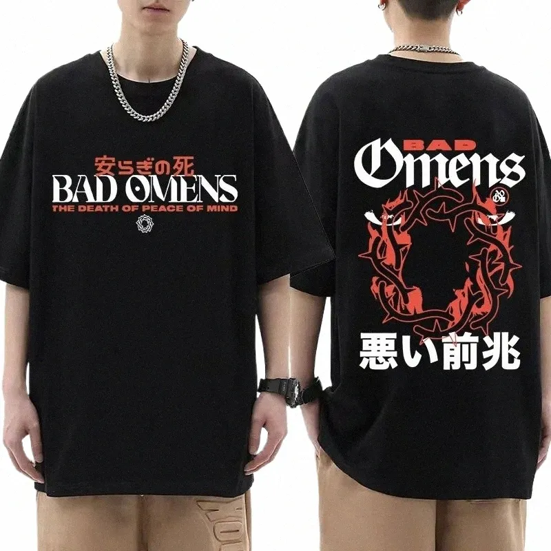90s Retro Bad Omens Graphic T Shirt 2023 Tour American Music Ccert T-Shirts Men's Gothic Hip Hop 100%Cott T-Shirt Streetwear Q1CK#