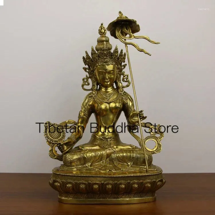 Figurki dekoracyjne duże białe pokrycie parasolowe Buddha Mother Statue Ornaments Pure Copper Hall Oferujące tybetańskie przedmioty buddyjskie