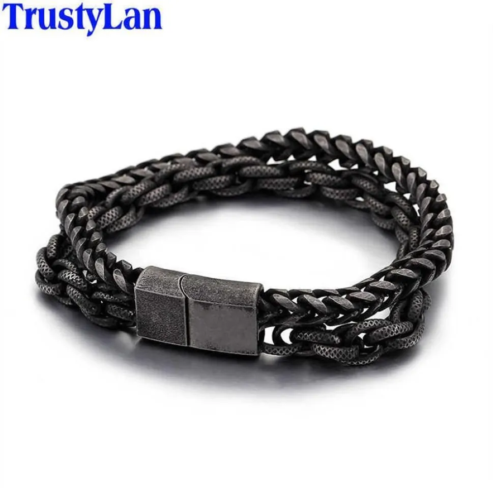 10 pouces chaîne lourde lien en acier inoxydable hommes Bracelet pour hommes Bracelets Bracelets Biker bijoux Bracelet mâle Punk 23327