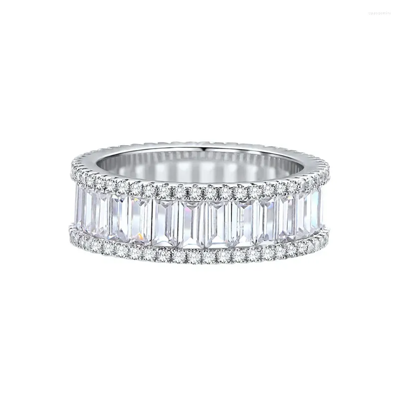 Cluster Rings STL Zhenchengda 2024 Product: Rectangular Zirconia Full Diamond Inlaid Pairing For Women's S925 Pure Silver Ring