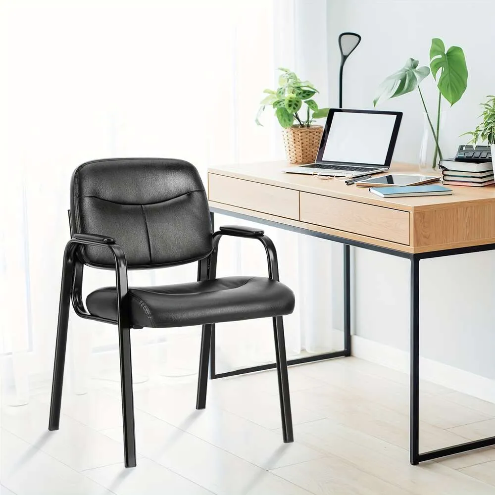 K Krzesła oczekujące bez kół, skóra z wyściełanym biurowym biuro przyjęcie gościnnego krzesła konferencyjnego salonu lobby Salon Home, czarny