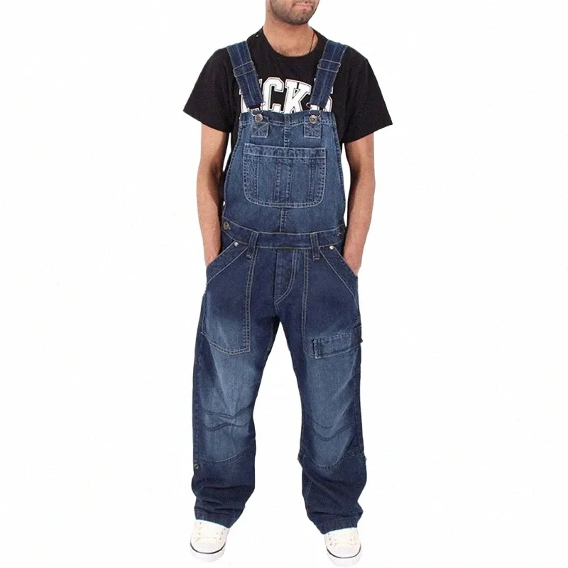 fi Men Jeans Programmer Science Technology Men Overalls Autumn Men Denim Suspenders Simple Multi Pocket Loose Jeans Q0pJ#