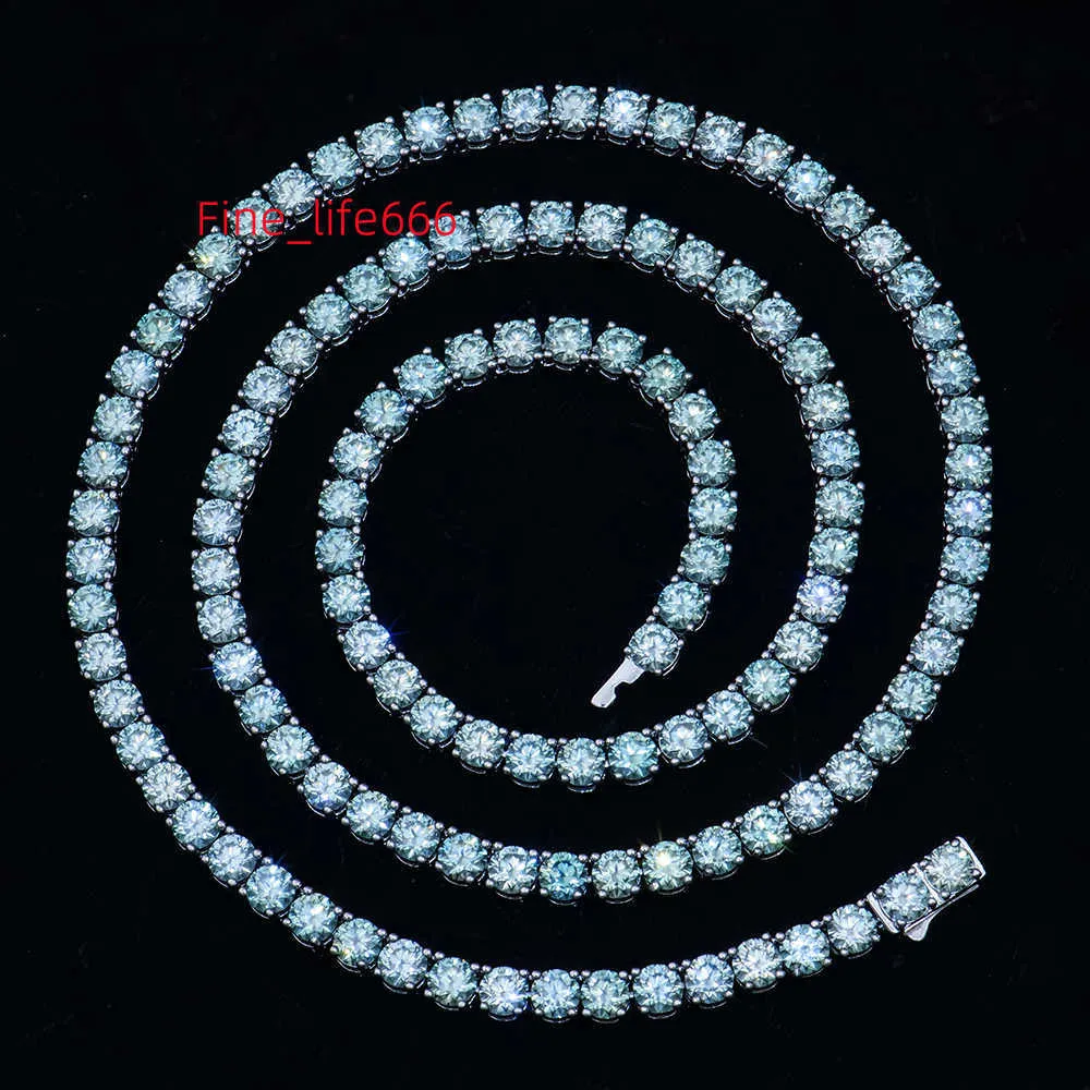 Xingyue – testeur de diamants fins, collier de tennis en argent sterling s925, bleu vert, pierres précieuses moissanite