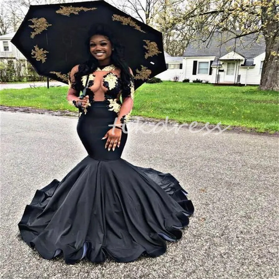 DHgate Alluring Black Lace Mermaid Prom Dress with Gold Accents Wedding Party Events