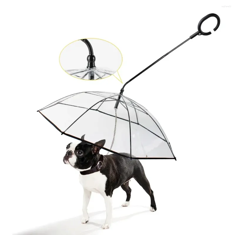 Ropa para perros paraguas transparentes para mascotas paraguas automáticamente con correa con correa de recaía lluvia al aire libre accesorio anti-wind fuerte