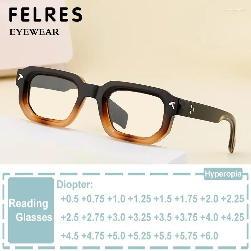Sunglasses Retro Small Rivets Brand Black Square Glasses Frame Anti Blue Light Reading Eyeglasses Presbyopia Optical Magnifier