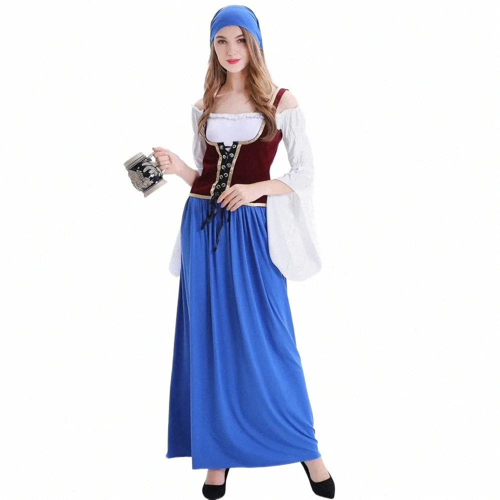 women Traditial German Oktoberfest Beer Costume Beer Girl Beer Maid Uniform Bavarian Carnival Party Fancy Dr Cosplay 02i4#