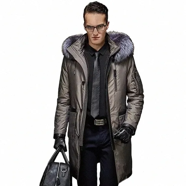 Parkas masculinos Fox Fur Collar Jaquetas acolchoadas para homens Rabbit Needle Scissor Liner com capuz Oversize Coldproof Winter Jacket Men ZT270 R8lN #