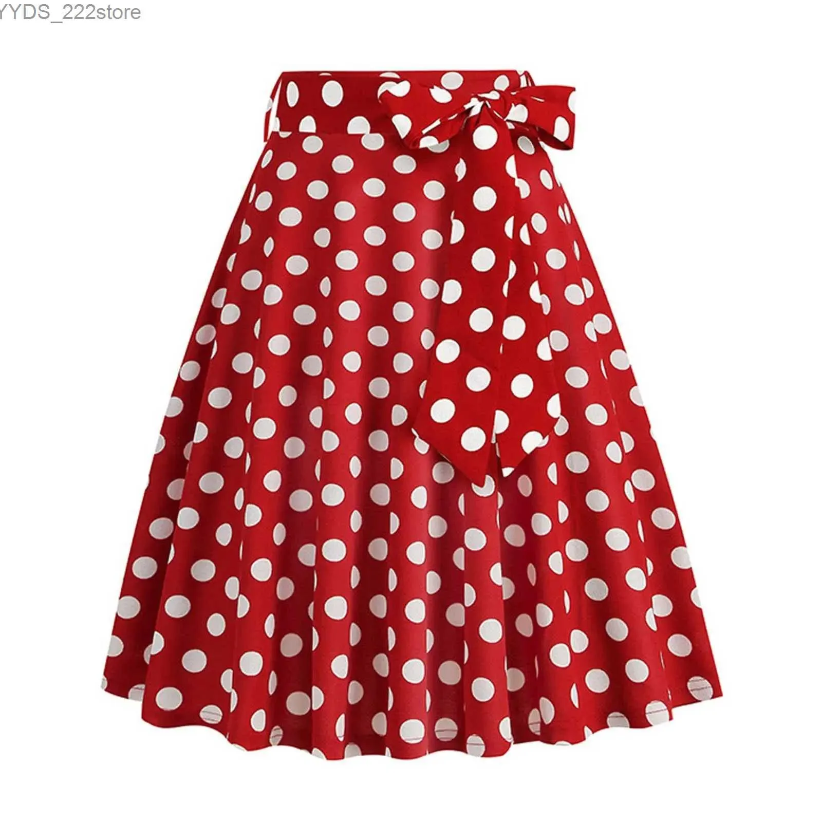 Kjolar skorts polka dot 50s vintage kvinna tunika kjol hög midja veckad midi retro kläder audrey hepburn chic swing strand skater yq240328