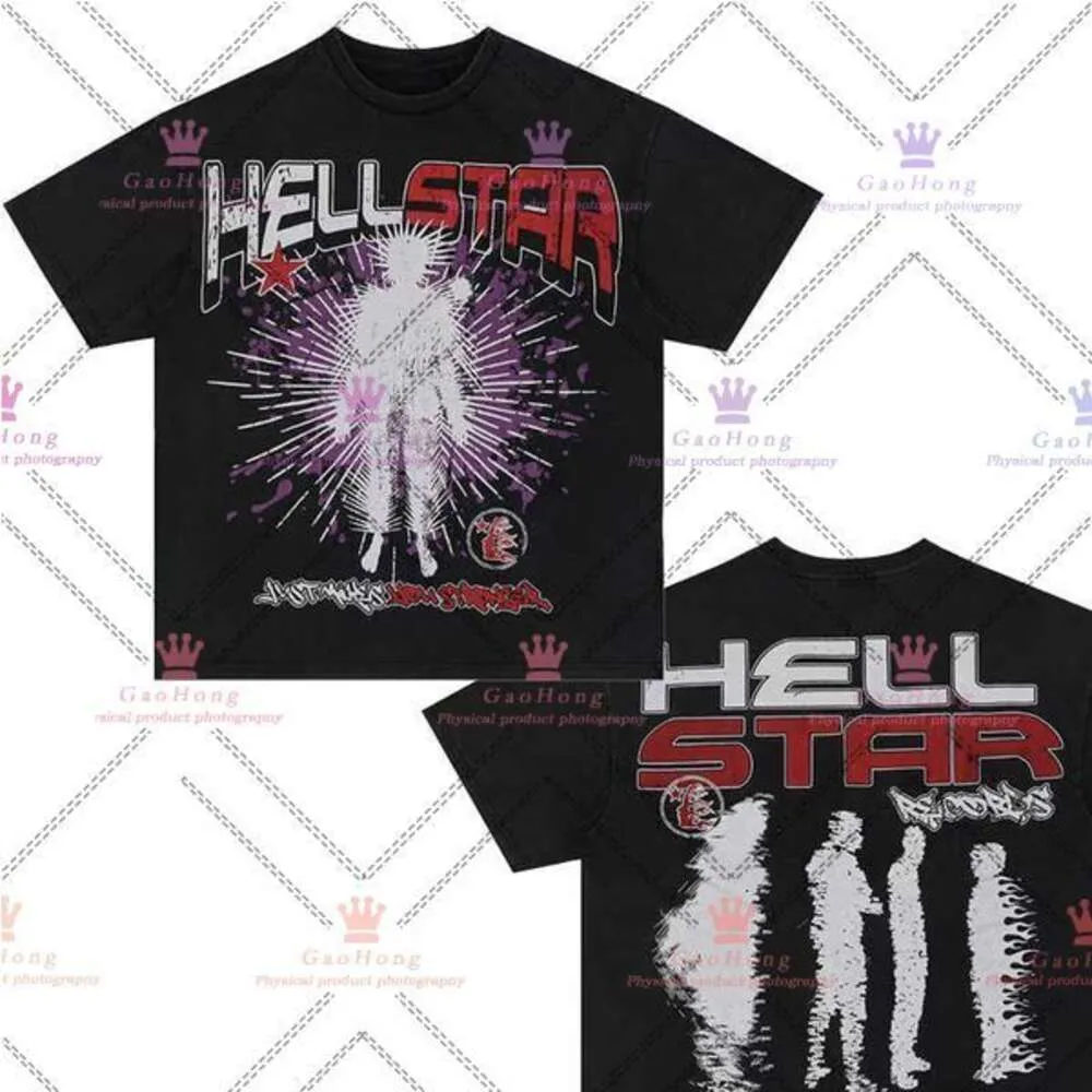 T-shirts voor heren Hellstar Katoenen T-shirt Mode Zwarte Heren Dames Designerkleding Cartoon Grafisch Punk Rock Tops Zomer High Street Streetwear 112 548