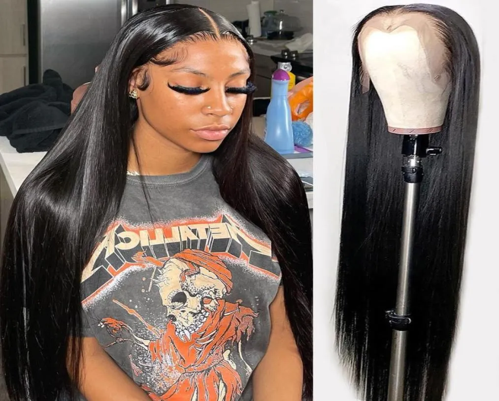 28 30 32 Inch Straight Sheer Lace Front Closure Human Hair Wigs 13X4 4x4 Brazilian Hair Wigs for Black Women2649801