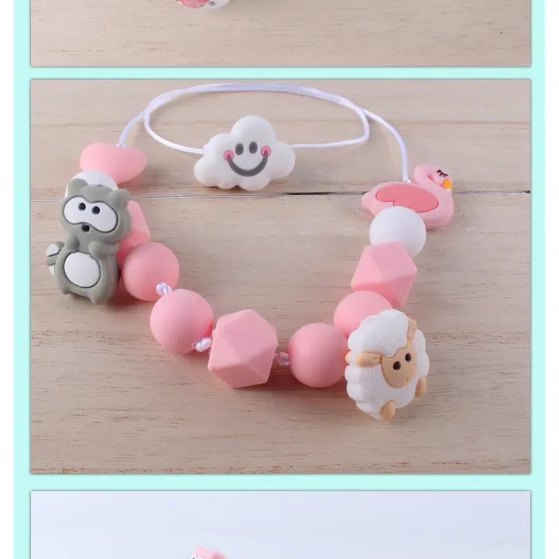 49 Styles 3cm horse Silicone Beads for DIY Baby Teethers Necklace Accessories grade BPA Free Animal Toddler teether M1960