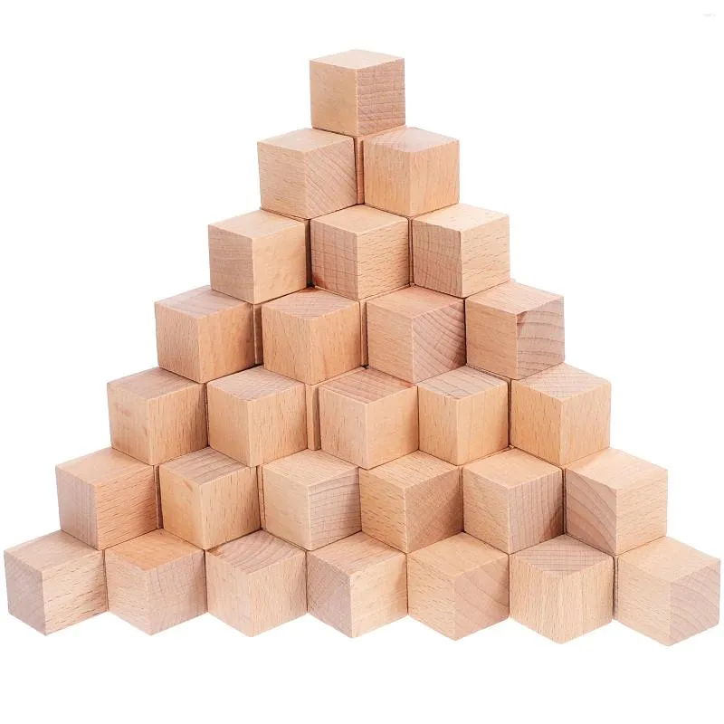 Presentförpackning 100 st träkuber byggstenar oavslutade fyrkantiga former för att spela