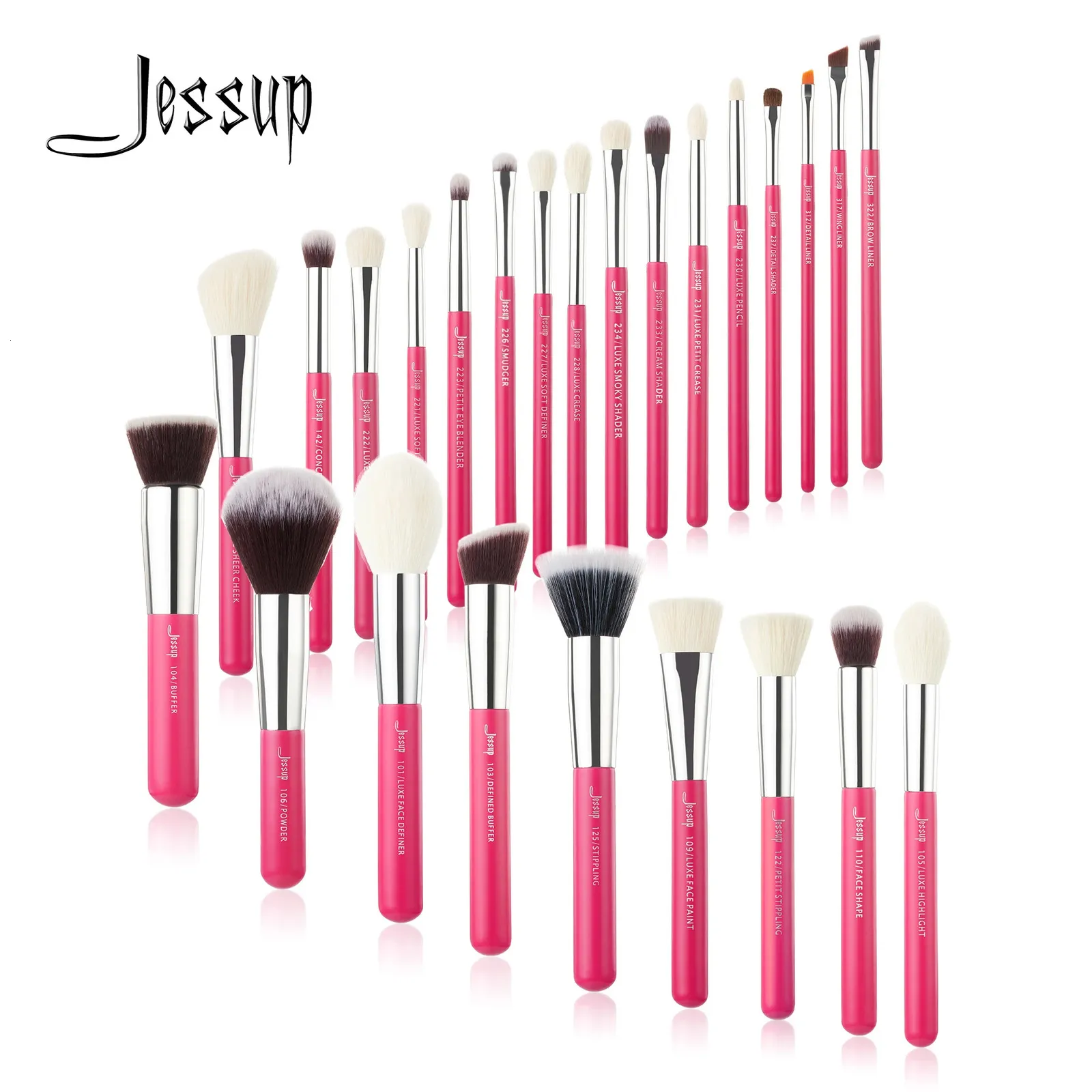 Jessup pincéis de maquiagem conjunto 25pcs compõem escova profissional natural-sintético fundação pó mistura sombra t195 240313