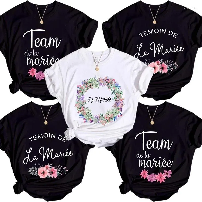 Kobiety Temoin de la Mariee koszulka kwiatowa girlanda druhna drużyna drużyna panienka weselna dla kobiet prezenty dla pryszniców ślubnych