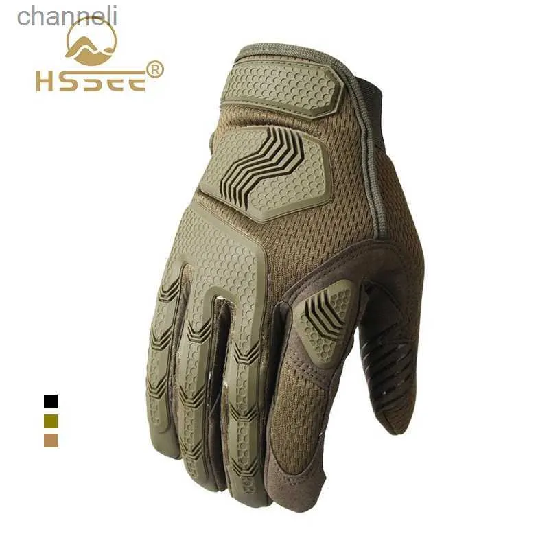 Gants tactiques HSSEE nouveaux hommes de haute qualité en caoutchouc doigt complet moto extérieur mâle cadeau YQ240328