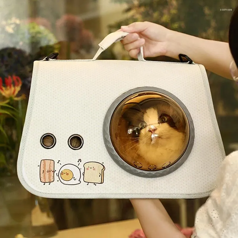 Cat Carriers Pet Bag Portable Transparent Handbag One-shoulder Backpack Space Dog Foldable Carrier Outdoor Supplies