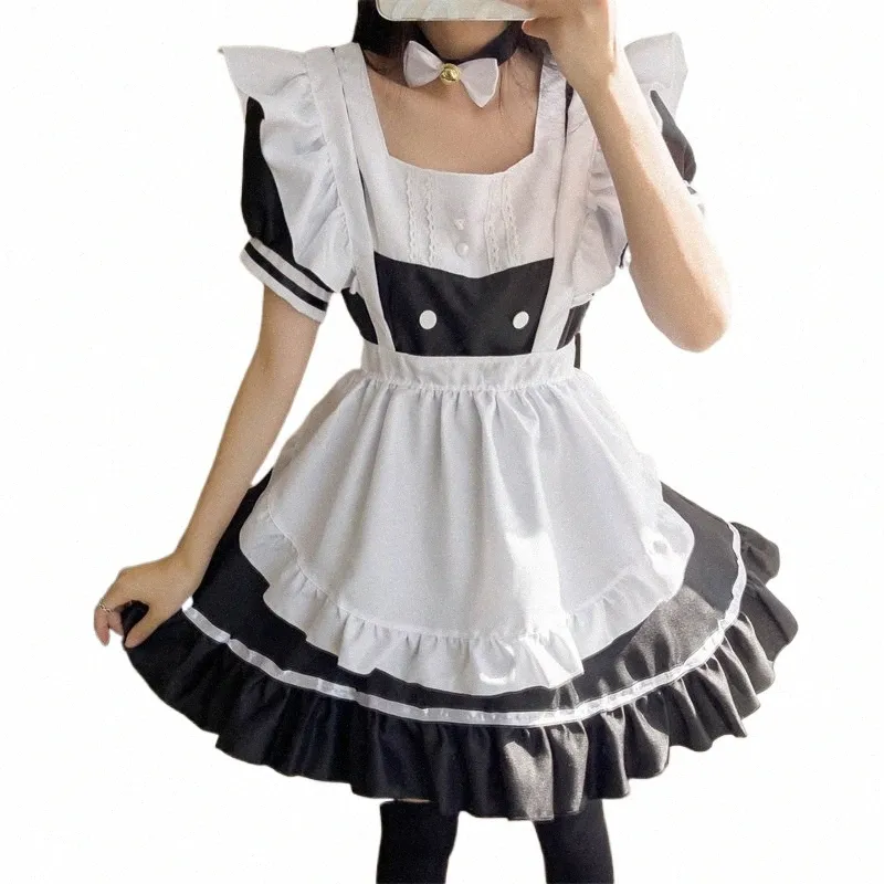 Damen Sexy Bunny Schwarz und Weiß Lolita Dr. Süßes Mädchen Anime Kostüm Karneval Maskerade Party Cosplay Maid Uniform Rock R0cV #