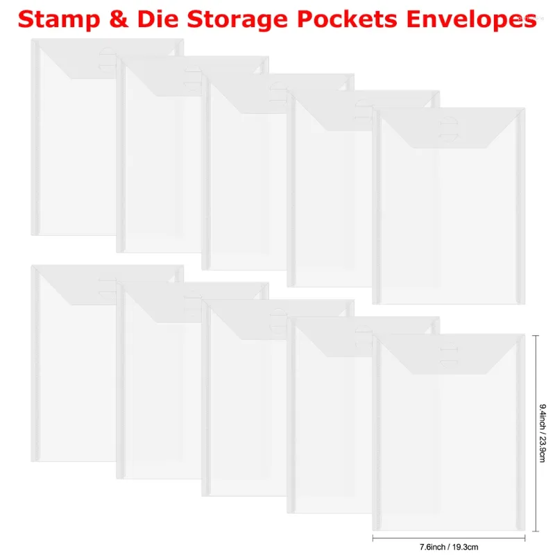 ストレージバッグ10pcs/set 7.6x9.4inchスタンプダイポケットエンベローププラスチック用ダイズスタンプカードストックペーパーオーガナイザーホルダー2024