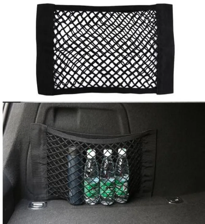 Car Trunk Storage Mesh Bag Back Rear Elastic Pocket Organizer Magic Tape Sticking Styling Luggage Holder Pocket Sticker7224025