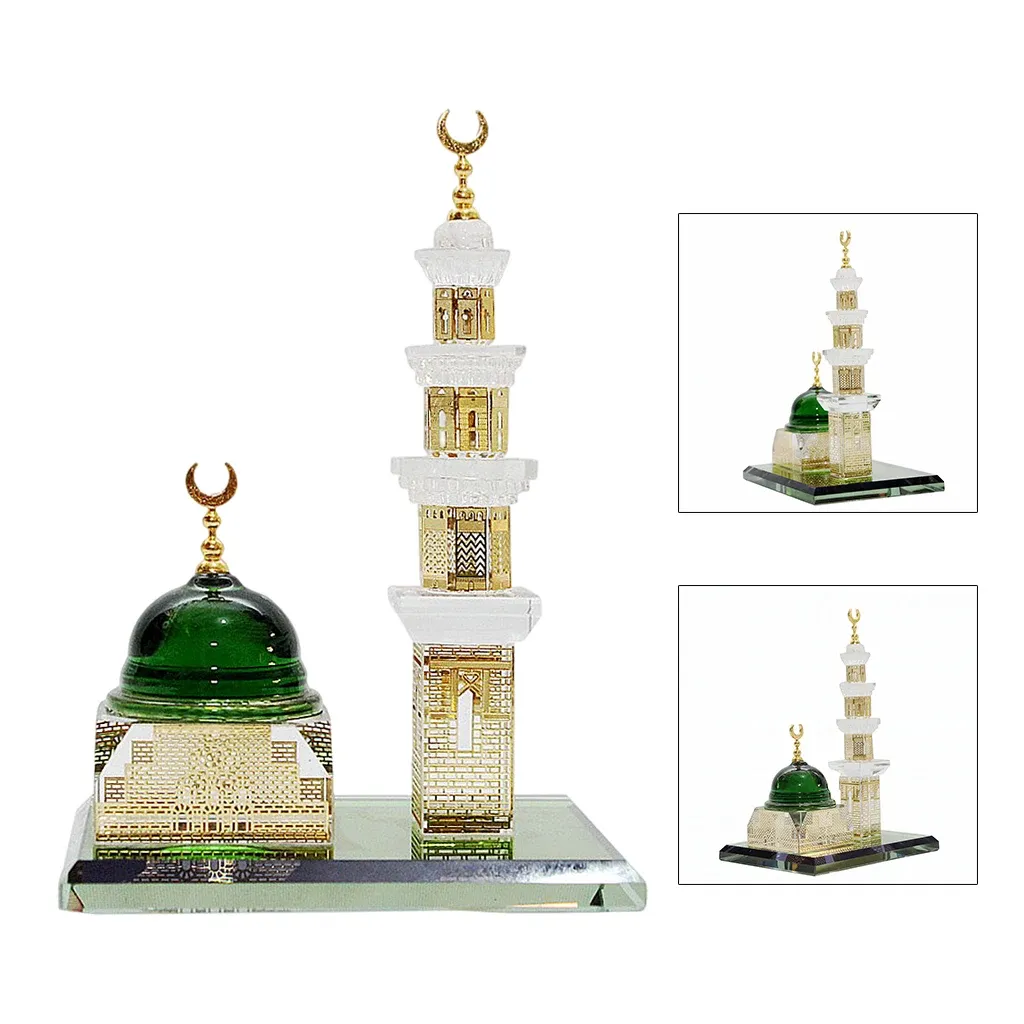 Miniatyrer muslimska moskéstaty dekor kristallgild arkitektur miniatyr modell islamisk hembord dekor islamisk arkitektur souvenir