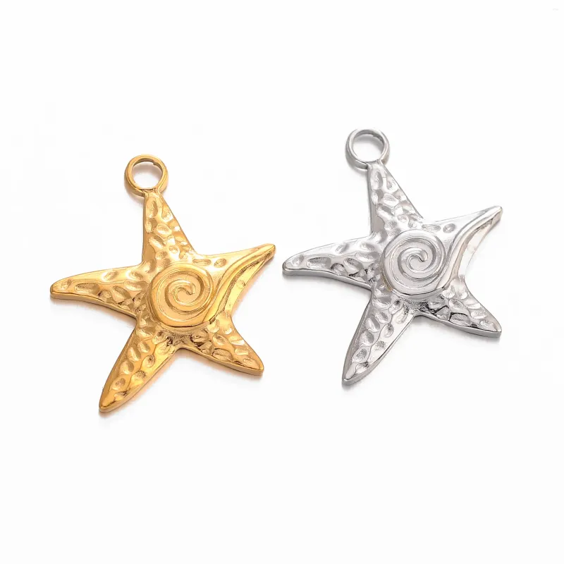 Charmes 3 pièces en acier inoxydable série océan pendentif étoile de mer animal adapté au bracelet original collier bijoux à bricoler soi-même faisant des accessoires