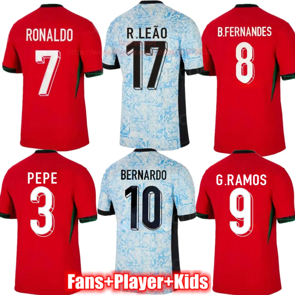 R. Leao Bernardo Euro 2024 Portugalia Koszulki piłkarskie B. Fernandes G. Ramos Pepe Home Away Shirts 24 25 Fani anulluj gracza mężczyźni kobiety dzieci TRIKOT