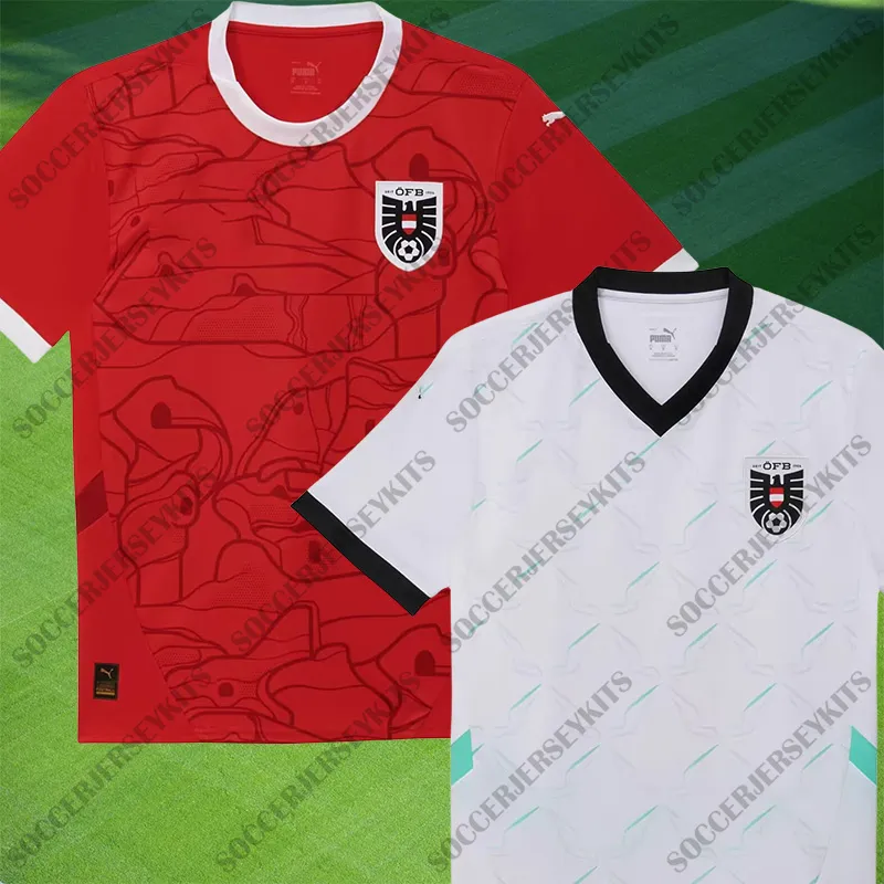 Áustria Euro 2024 Home Away Kits homens tops camisetas uniformes conjuntos vermelhos tops brancos