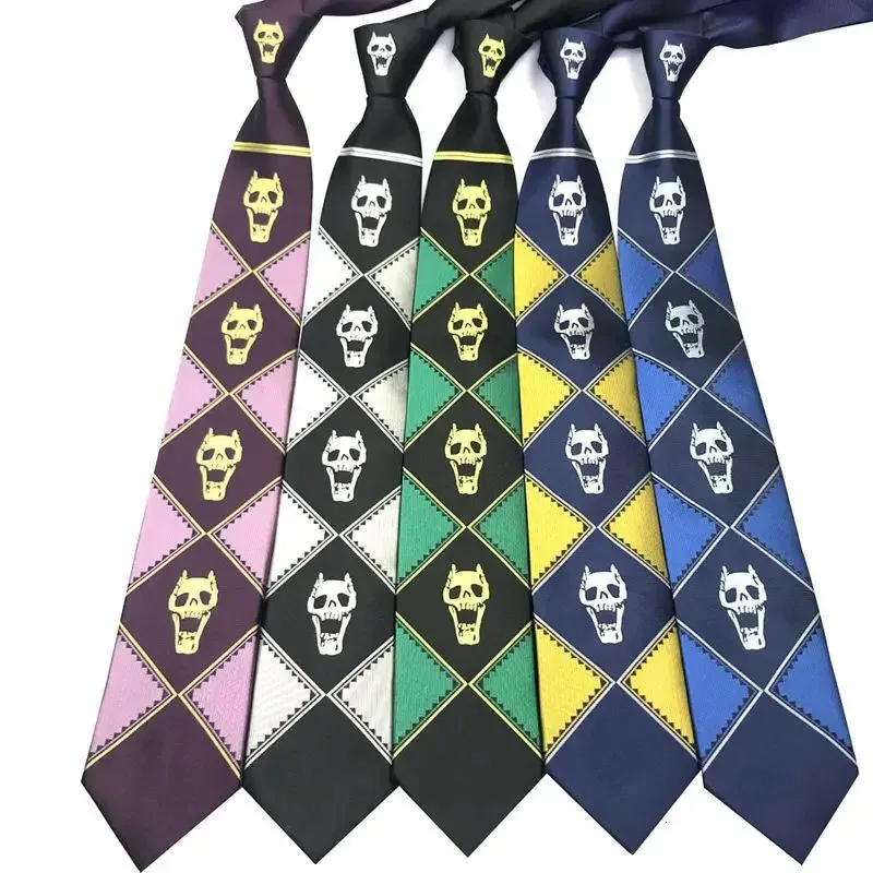 アニメKira Yoshikage Cosplay Ties Pendant Kujo Jotaro Neck Tie Props Fashion Necktie 240320