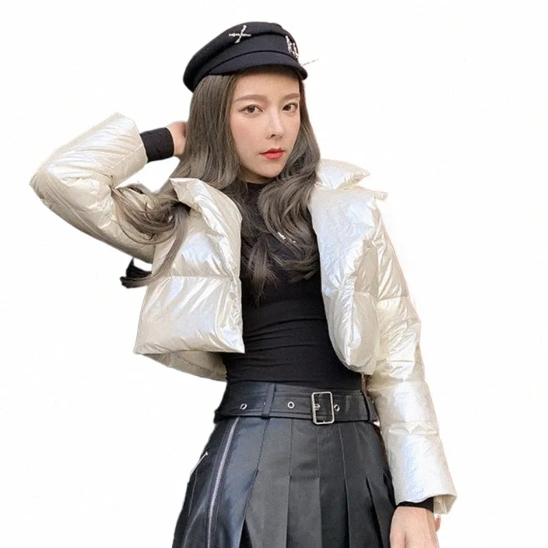 Krótki styl Parkas Women Streetwear Fi Korean Versi Lg Sleeve Winter-Match Ladies Modern Ulzzang Single Butt Chic 68Q3#