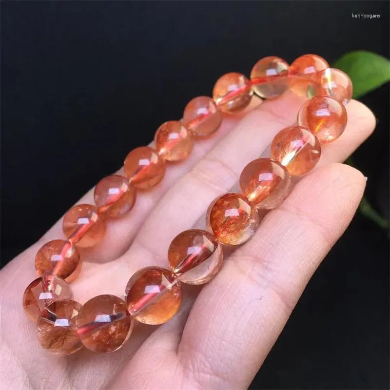 Decoratieve beeldjes 10 MM natuurlijk rood vuur kwarts hematoïde armband mode energie steen reiki genezing kristal strand Fengshui geschenk 1 STKS