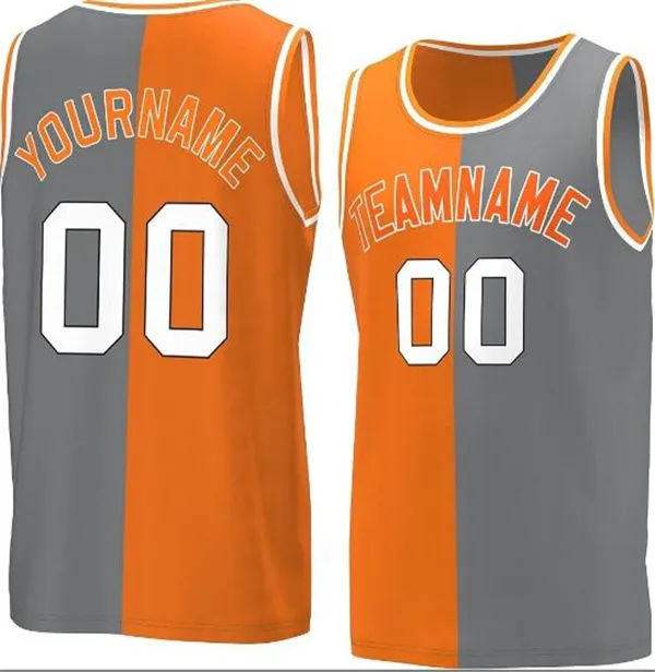 Custom Men Kobiety Kids College Basketball Jerseys Split Jersey Stitiched dowolne imię dowolny numer biały niebieski szary pomarańcza