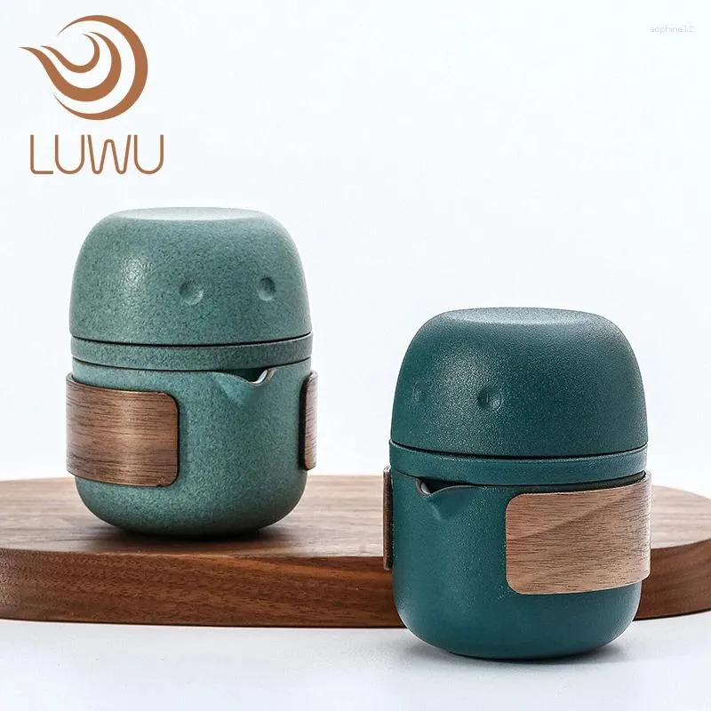 Ensembles de thé LUWU Théière en céramique Gaiwan avec 2 tasses Service à thé de voyage portable Sac 115 ml