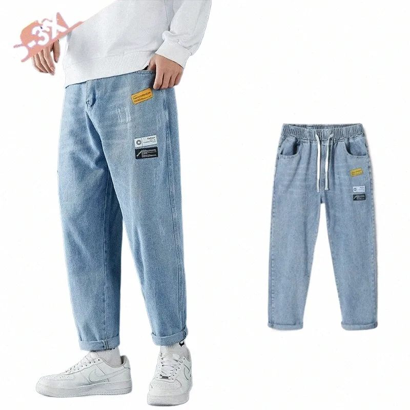 proste dżinsy mężczyźni swobodni zimowi luźne dżinsy na nogi mężczyźni spodnie kowboj mans streetwear koreańskie hip hop spodni chłopiec ubrania marki k1wp#