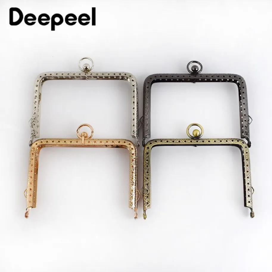 10pcs Deepeel 11 13cm مقبض حقيبة مربعة معدنية مقدمة من قوسين خياطة إطار قبلة قبلة الأمتعة أجهزة DIY 22032646