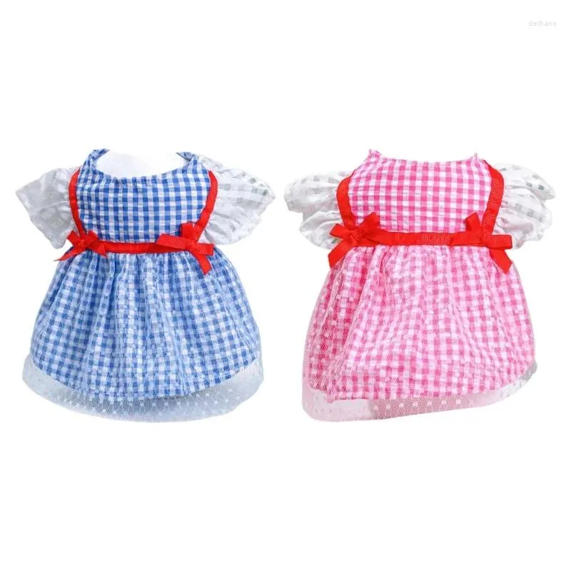 Vêtements de chien K5DC Robe Bowknot Plaid Princesse Robes pour petits chiens fille