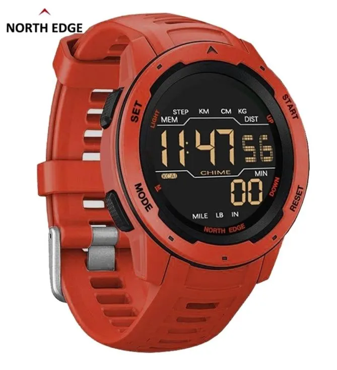 NORTH EDGE Mars мужские цифровые часы мужские спортивные часы водостойкие 50 м шагомер калорий секундомер почасовой будильник 2204183970400
