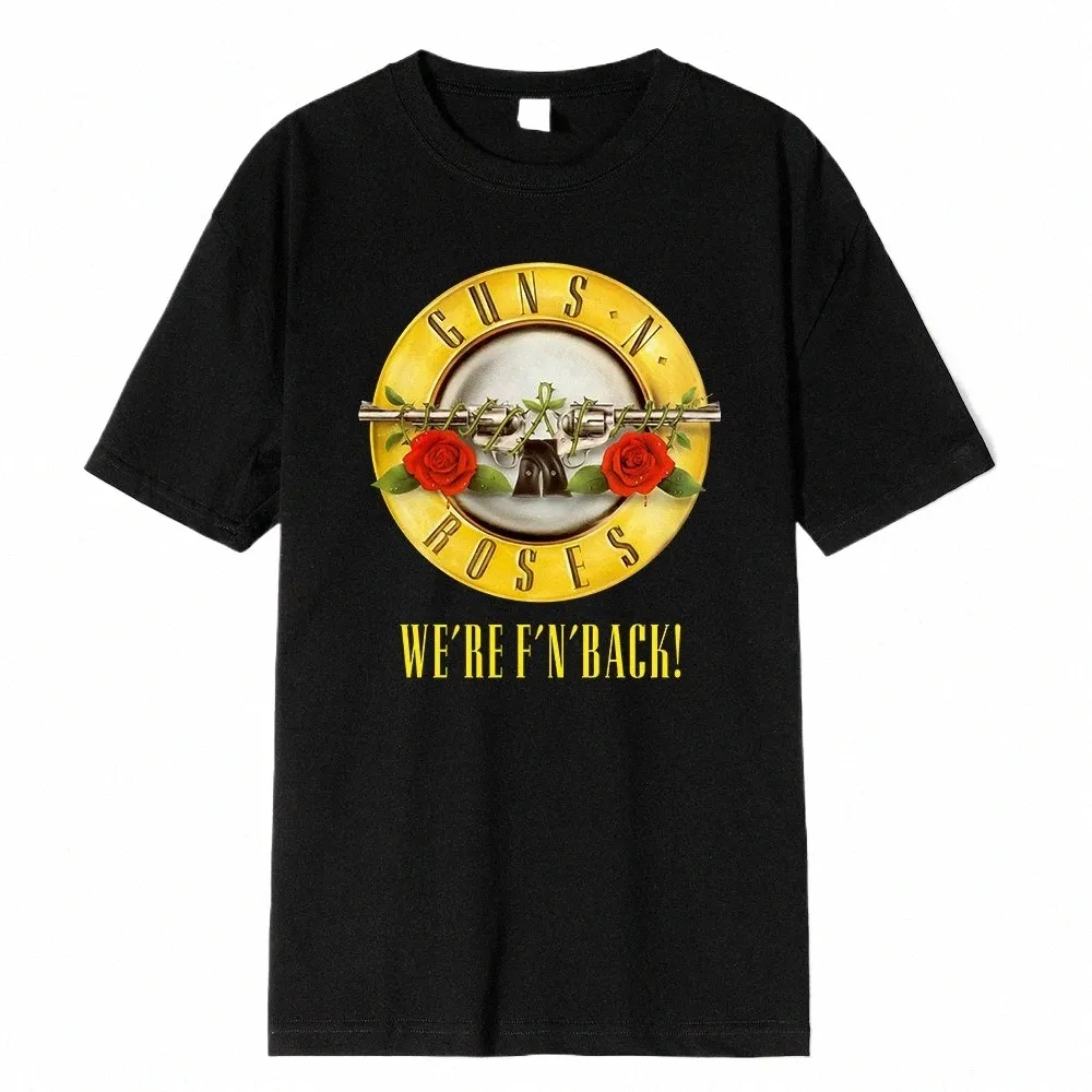 Mannen 100% Cott T-shirt Zomer Merk T-shirt Guns N Roses Bullet Logo Zwart Heren Grafische T-shirt merk tee-shirt homme tops B7JB #