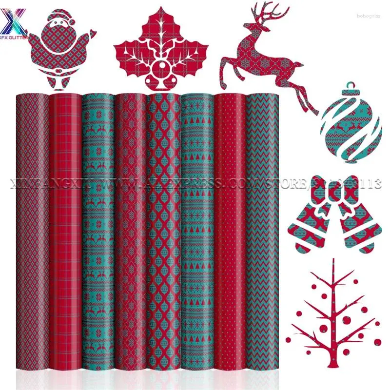 Janela adesivos xfx infusível xadrez de natal 12 "x 12" papel de transferência de sublimação vermelho para cricut alegria canecas camiseta tinta jardim bandeira diy