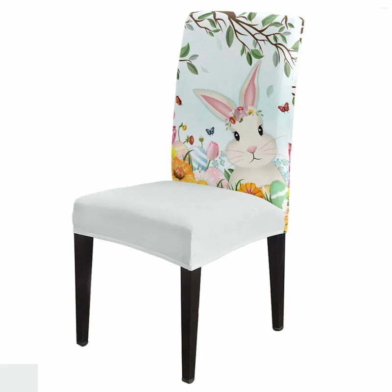 Chair Covers Easter Eggs Spring Flowers Leaves Cover Set Kitchen Stretch Spandex Seat Slipcover Home Dining Room