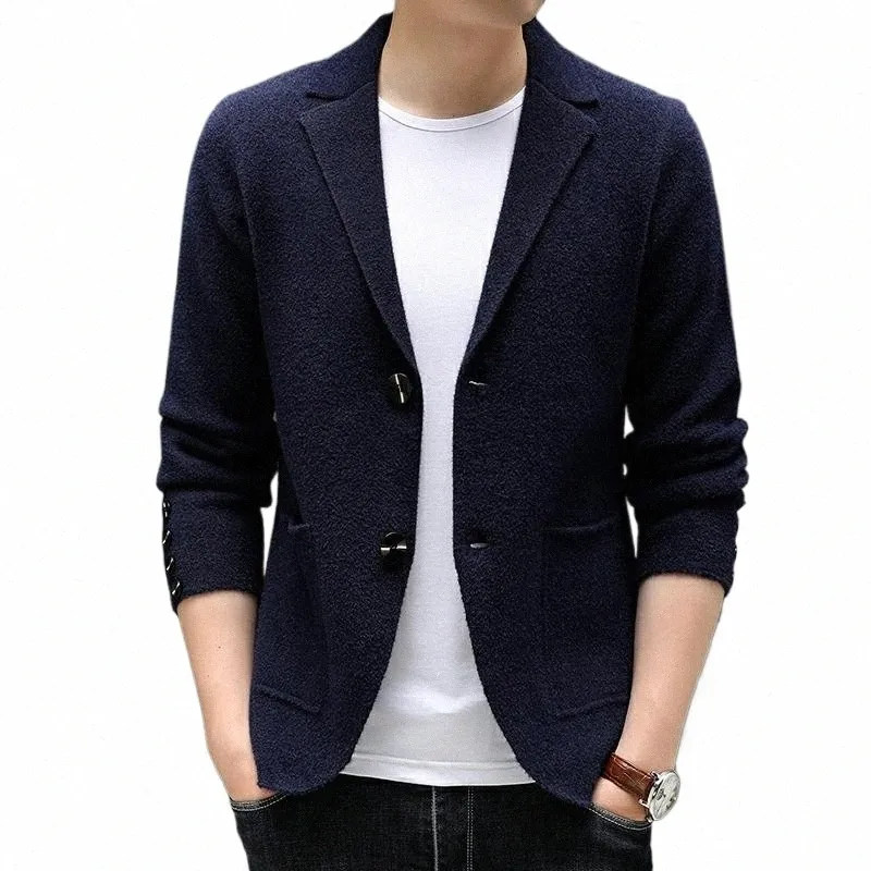 Bestnote Neue Marke Fi Knit Blazer Herren Top Cardigan Slim Fit Pullover Autum Winter Casual Mäntel Jacke Herren Kleidung 2023 17rN #