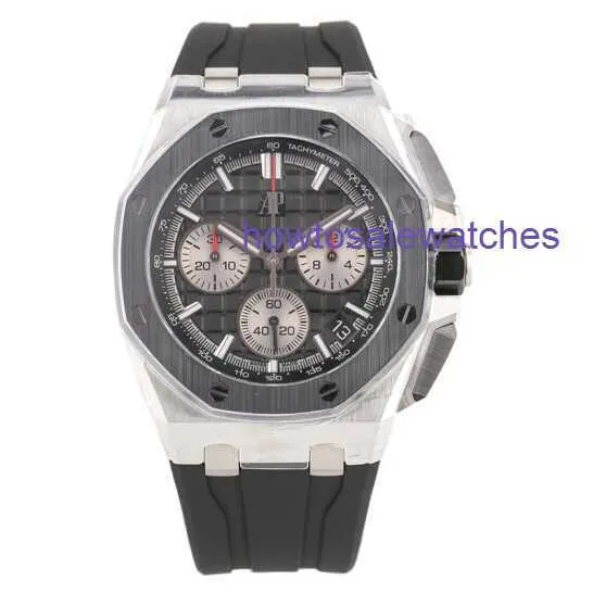 Relógio de pulso AP quente Royal Oak Offshore Series 26420SO Anel de cerâmica de aço de precisão Voltar Tempo transparente Moda masculina Lazer Relógio de máquinas esportivas