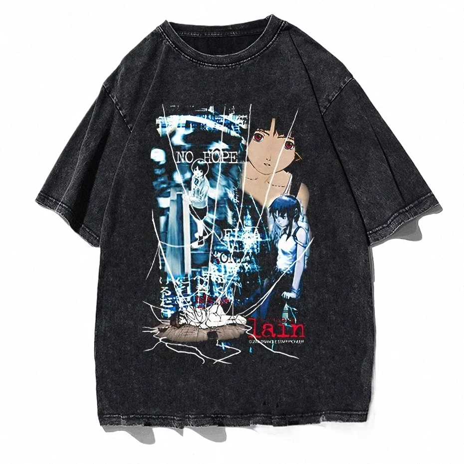 Serielle Experimente Lain T-shirt Lustige Anime Komfortable Harajuku Streetwear Männer Frauen T Shirt Anime Casual Kurzarm T-shirts A24E #
