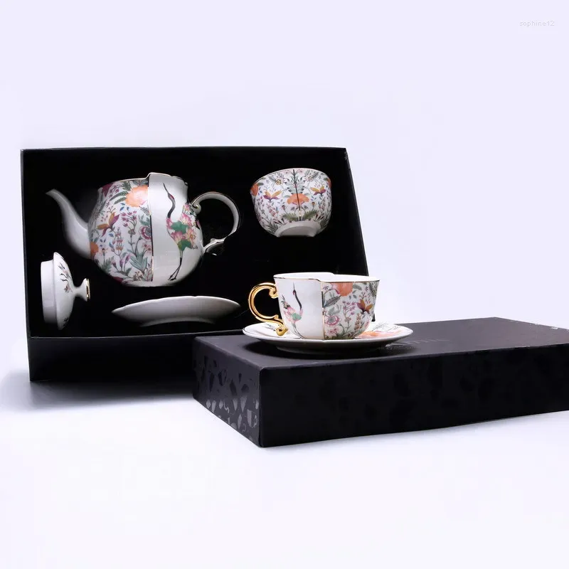 Service à thé de l'après-midi, pour boîte-cadeau, 1 théière et 2 tasses, soucoupe, style européen, maison de luxe, porcelaine, café exquis