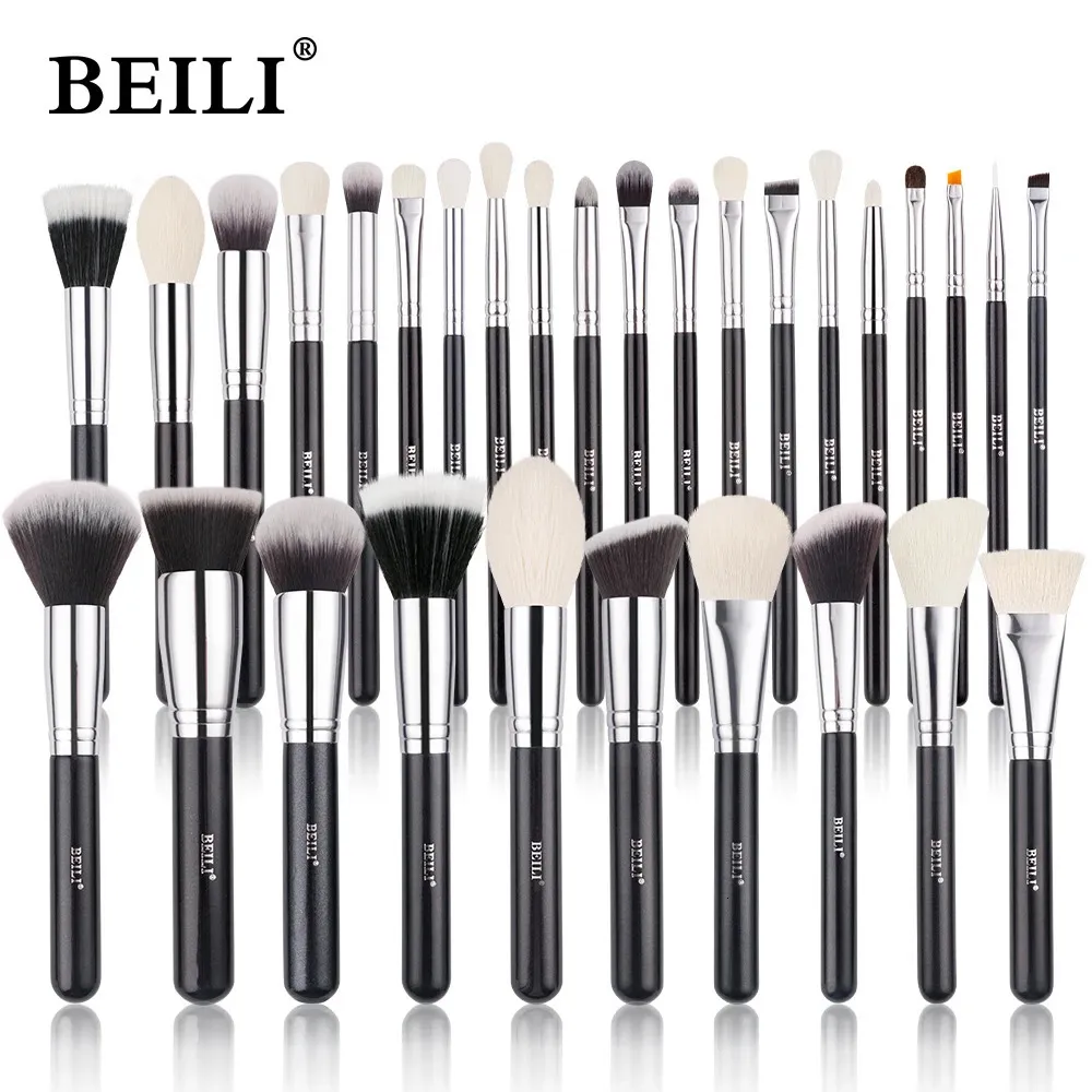 BEILI Zwarte make-up kwasten set Professionele natuurlijke geitenvezel haarborstels Foundation Poeder Contour Oogschaduw make-up kwasten 240313