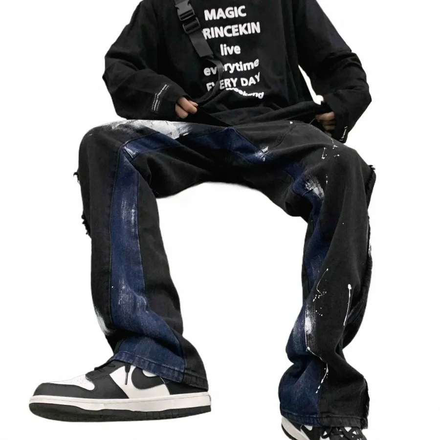 High Street Pants American Street skateboard ons spl jeans herrgolvbyxor streetwear hiphop panik köpa denim män e1cs#