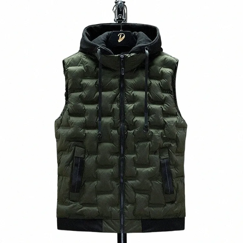 Gilet invernali da uomo di marca più venduti Nuovo gilet casual maschile Giacche maniche all'aperto Capispalla Gilet con cappuccio z6Uw #